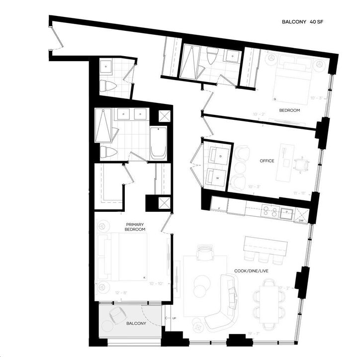 The Capitol Residences by Madison |M2I+D Floorplan 2 bed & 2.5 bath