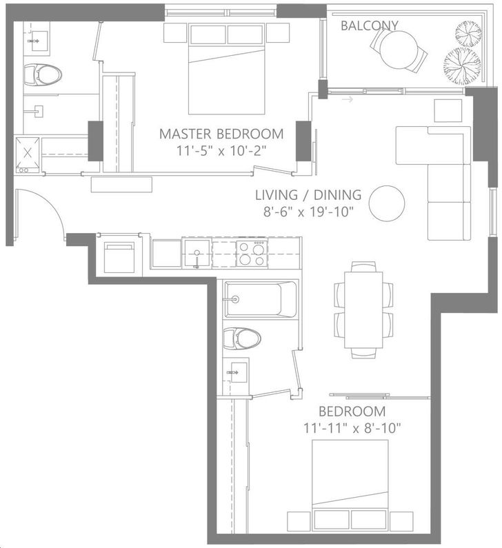 The Cardiff Condos by Sierra |790 sq.ft Floorplan 2 bed & 2 bath