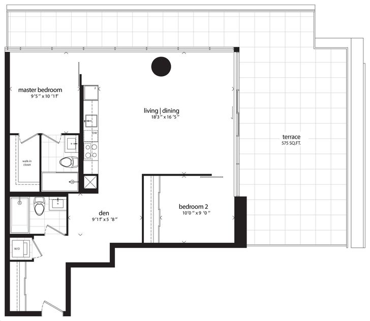 The Carlaw Condo by Streetcar |941 Floorplan 2 bed & 2 bath