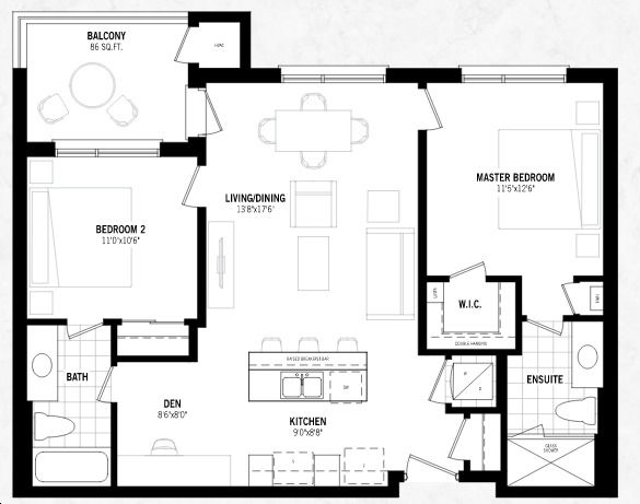 The Condominiums of Cornell by Mattamy |Copper Floorplan 2 bed & 2 bath