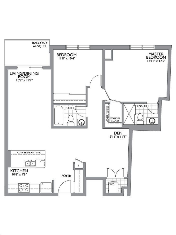 The Cosmopolitan Two Bedroom + Den A