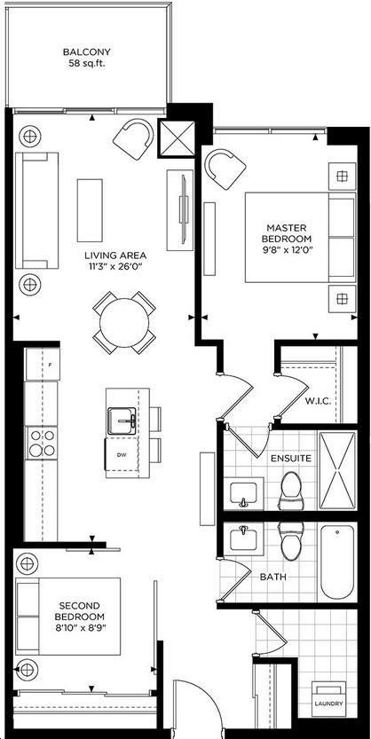 The Craftsman Condos by VANDYK |The Carman Floorplan 2 bed & 2 bath