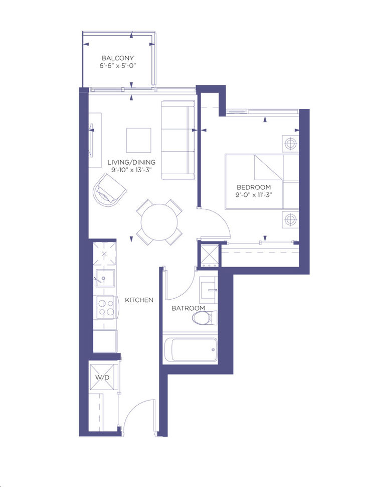 The Diamond Condos by Diamante 6 Floorplan 1 bed & 1 bath