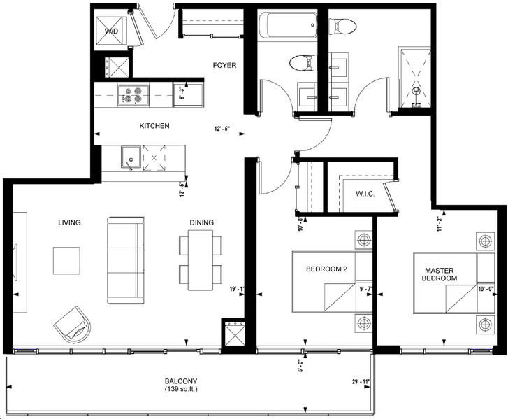 The Diamond Condos by Diamante PH 05 Floorplan 2 bed & 2