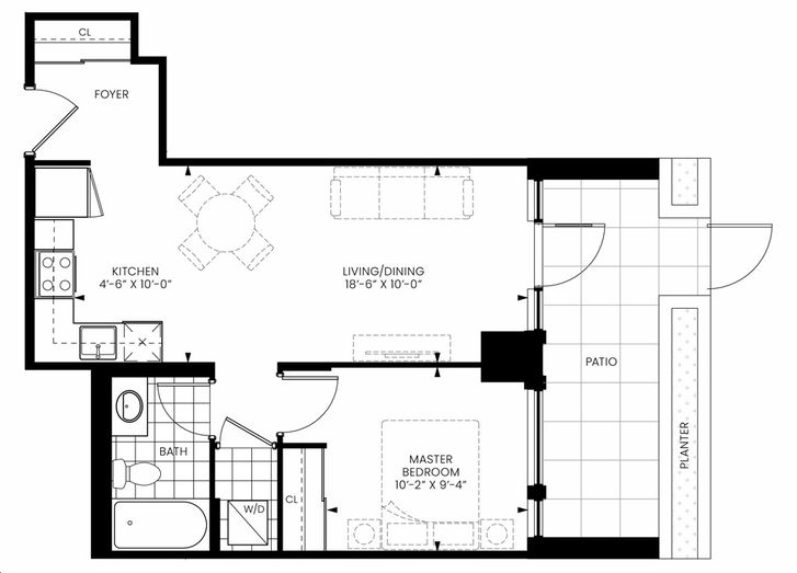 The Dylan Condos by Chestnut-Hill |1A Floorplan 1 bed & 1 bath