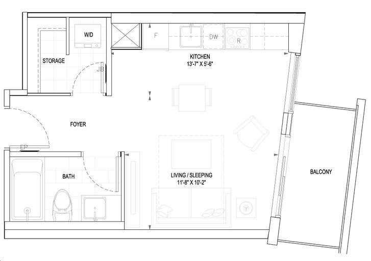 The Eglinton Condos by Menkes |Maxwell Floorplan 0 bed & 1 bath