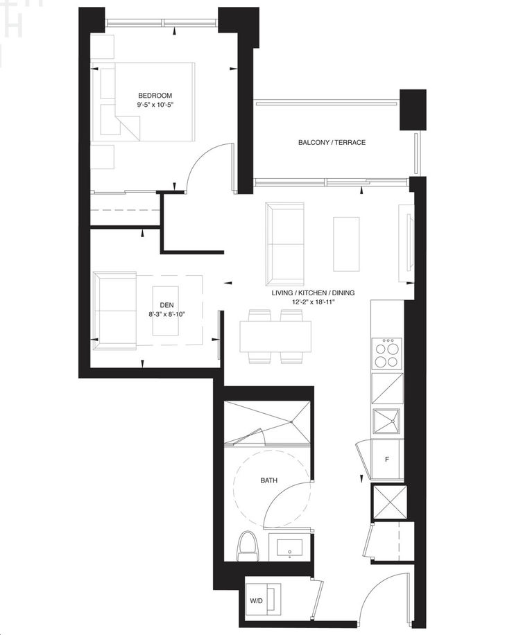 The Forest Hill Condos by CentreCourt |1D-H Floorplan 1 bed & 1 bath