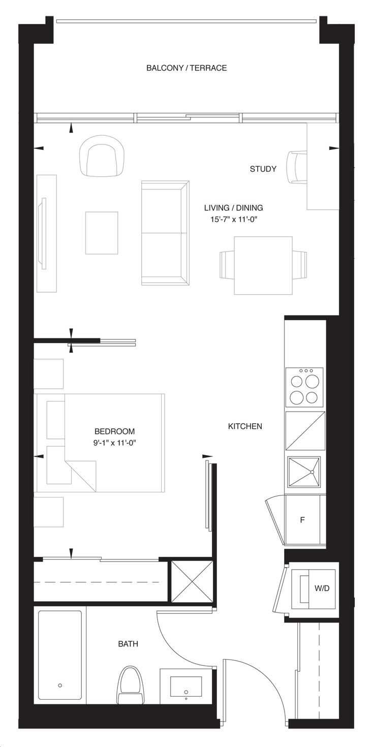 The Forest Hill Condos by CentreCourt Unit 1SA Floorplan