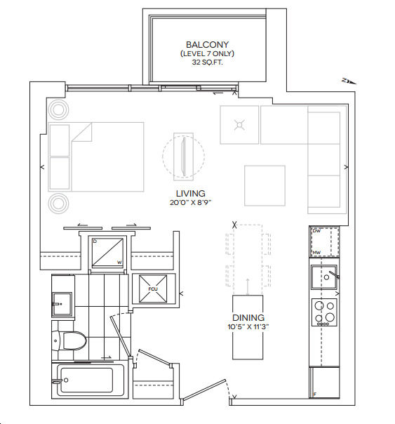 The High Park Condos by Northdrive |LPH01 Floorplan 1 bed & bath