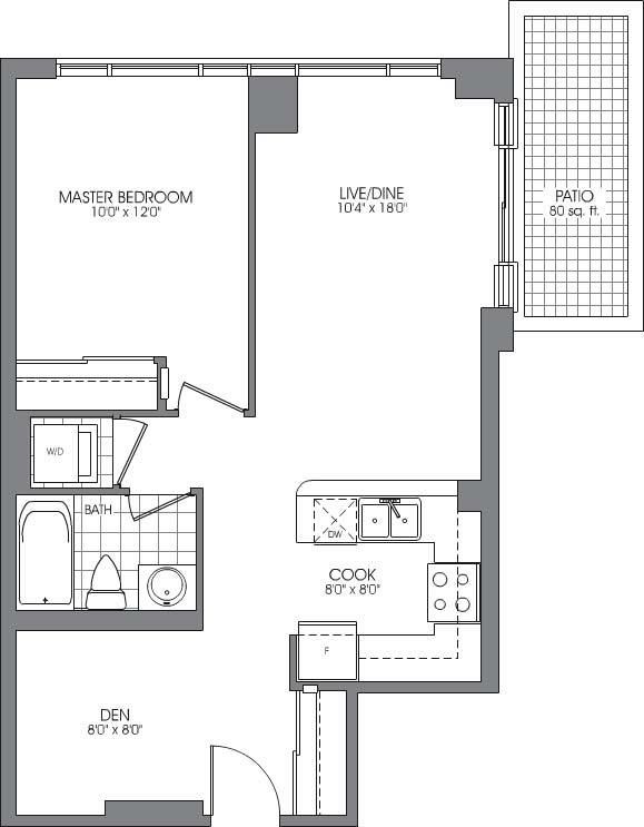 The Lexington Condos by Royal-Grand |1A+D-P Floorplan 1 bed & 1 bath