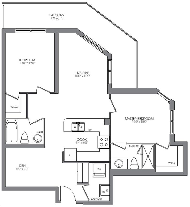 The Lexington Condos by RoyalGrand 2A+D Floorplan 2 bed