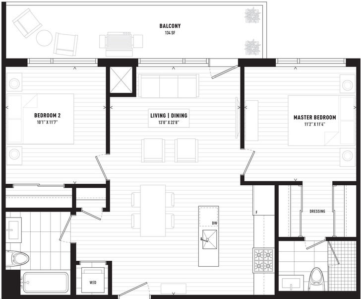 The Lofthouse Condos by Grid-Developments |865 Loft Floorplan 2 bed & 2 ...