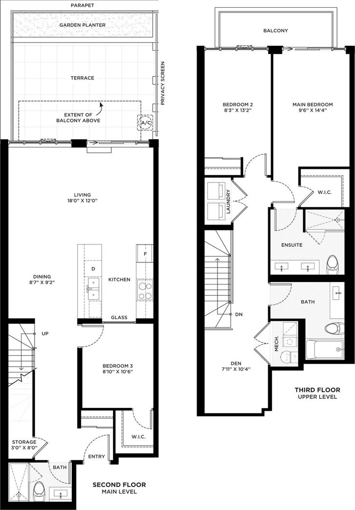 The Logan Residences by Daniels |Brickyard Floorplan 3 bed & 3 bath