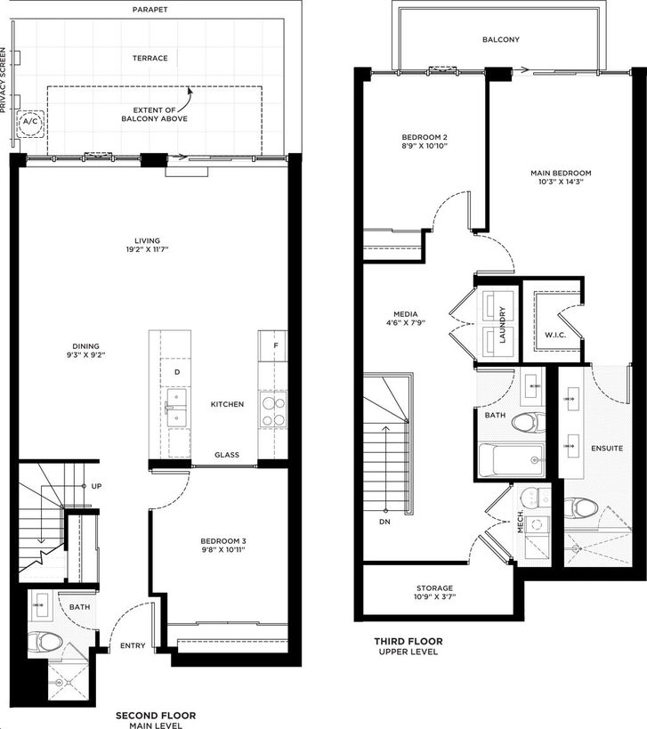 The Logan Residences by Daniels |Greenwood Floorplan 3 bed & 3 bath