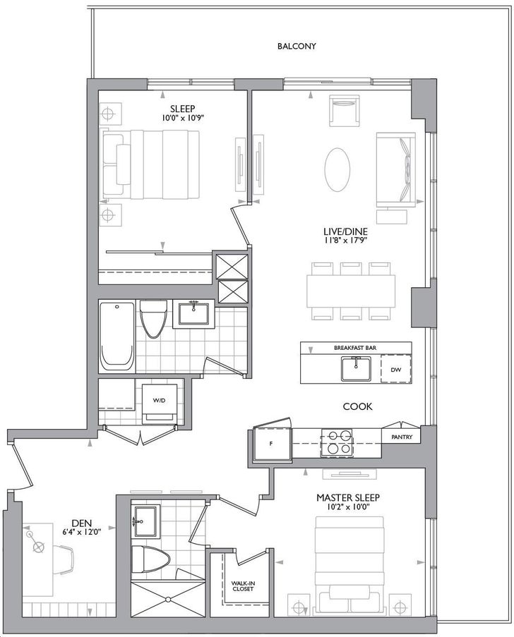 The Madison Condo by Madison Suite E2B Floorplan 2 bed