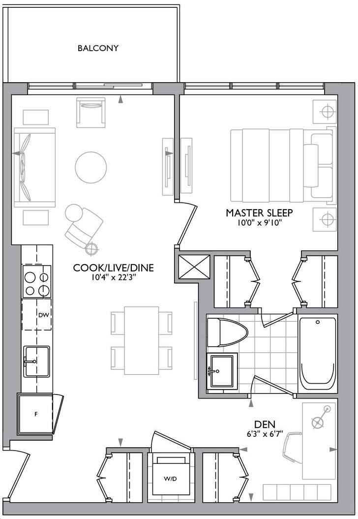 The Madison Condo by Madison Suite W1G Floorplan 1 bed