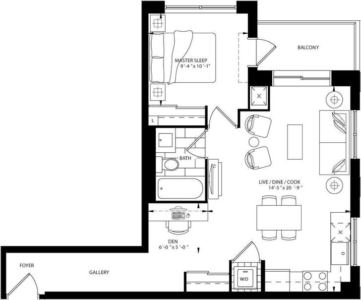 The Mark Condos by Empire |THE CROWN 1DP Floorplan 1 bed & 1 bath