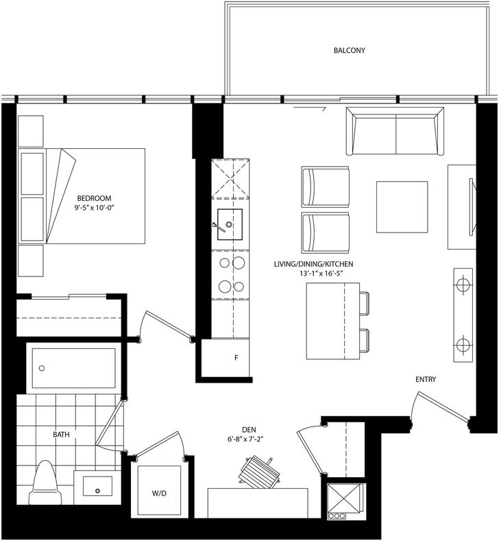 The Mercer Condos by Graywood M06 Floorplan 1 bed & 1 bath