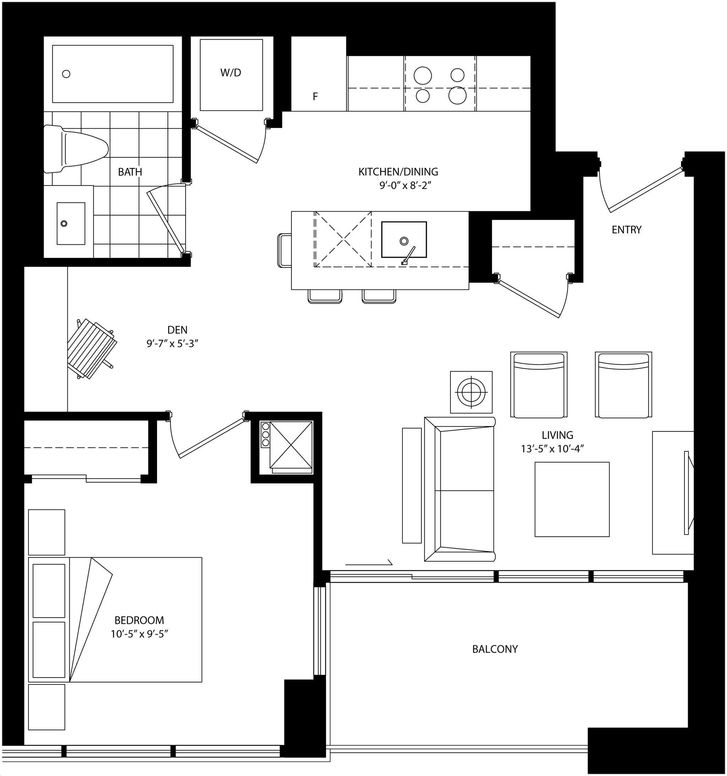The Mercer Condos by Graywood M07 Floorplan 1 bed & 1 bath