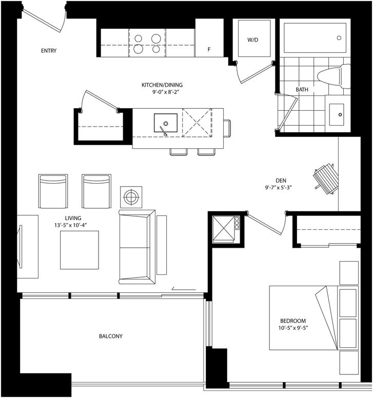 The Mercer Condos by Graywood mp12 Floorplan 1 bed & 1 bath