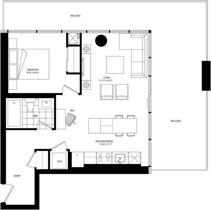 The Mercer Condos by Graywood mp13 Floorplan 1 bed & 1 bath