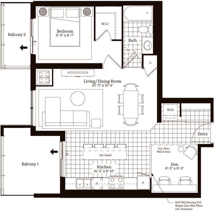 The Metalworks Condos by Fusion-Homes |1P+D Floorplan 1 bed & 1 bath