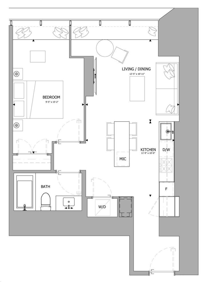 The One Condos by Mizrahi |Tower Suites 01&06 B Floorplan 1 bed & 1 bath