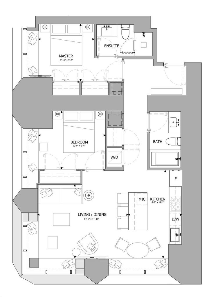 The One Condos by Mizrahi Tower Suites 07 Floorplan 2 bed