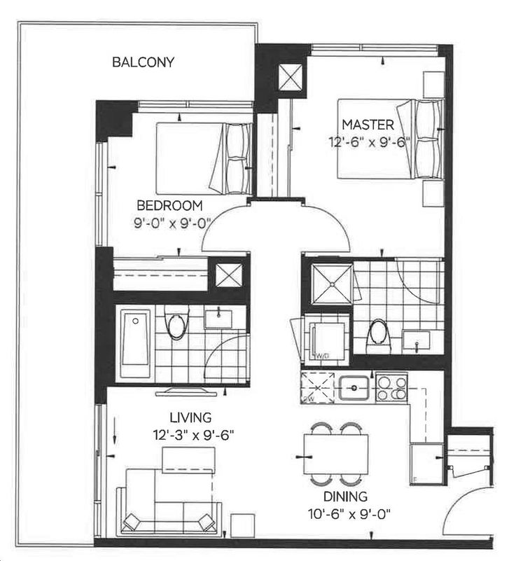 The Peak Condos at Emerald City by Almadev |Rosa Floorplan 2 bed & 2 bath