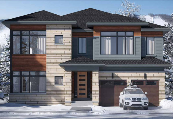 The Peaks Exterior Winter View of Mountain Model Detached Home