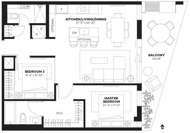 The Plant Condos By Windmill Suite 800c Floorplan 2 Bed Bath