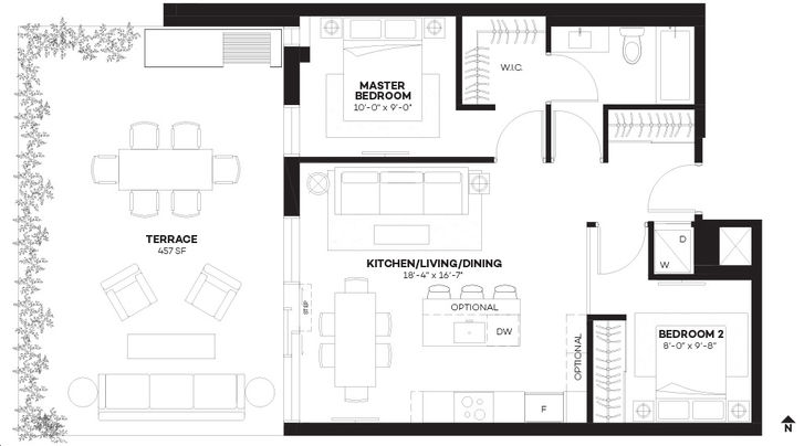 The Plant Condos by Windmill Suite 777 Floorplan 2 bed