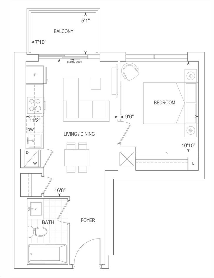 The Post Condos by Greenpark |A473 Floorplan 1 bed & 1 bath