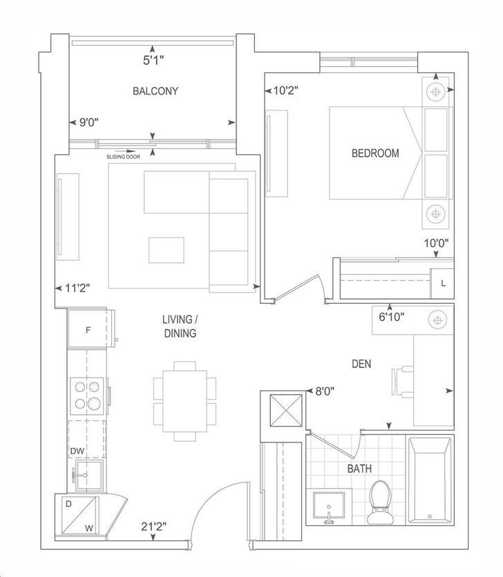 The Post Condos by Greenpark |B555 Floorplan 1 bed & 1 bath