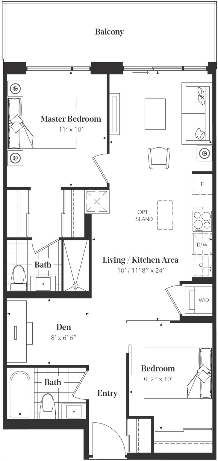 The Roncy Condos by Worsley-Urban |The Grenadier Floorplan 2 bed & 2 bath