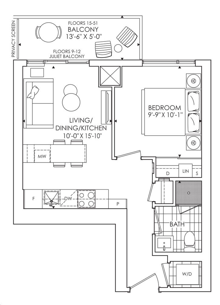 The Saint Condos by Minto |Suite 460 Floorplan 1 bed & 1 bath