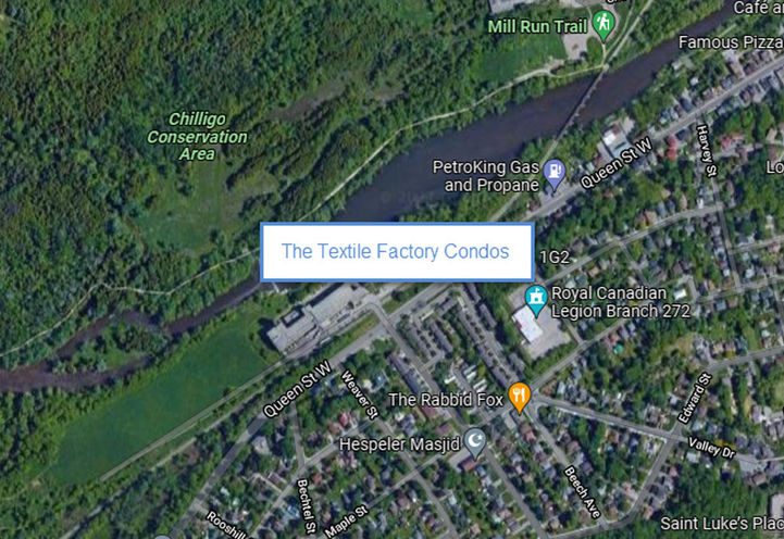 The Textile Factory Condos Satellite Map View of Project Location