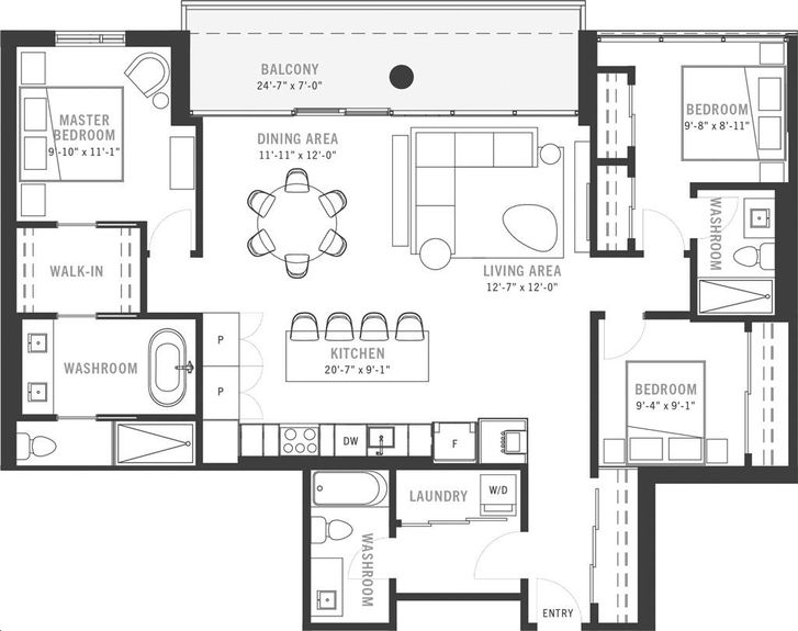 The Theodore Condos Calgary by Graywood |Suite H Floorplan 2 bed & 3.5 bath