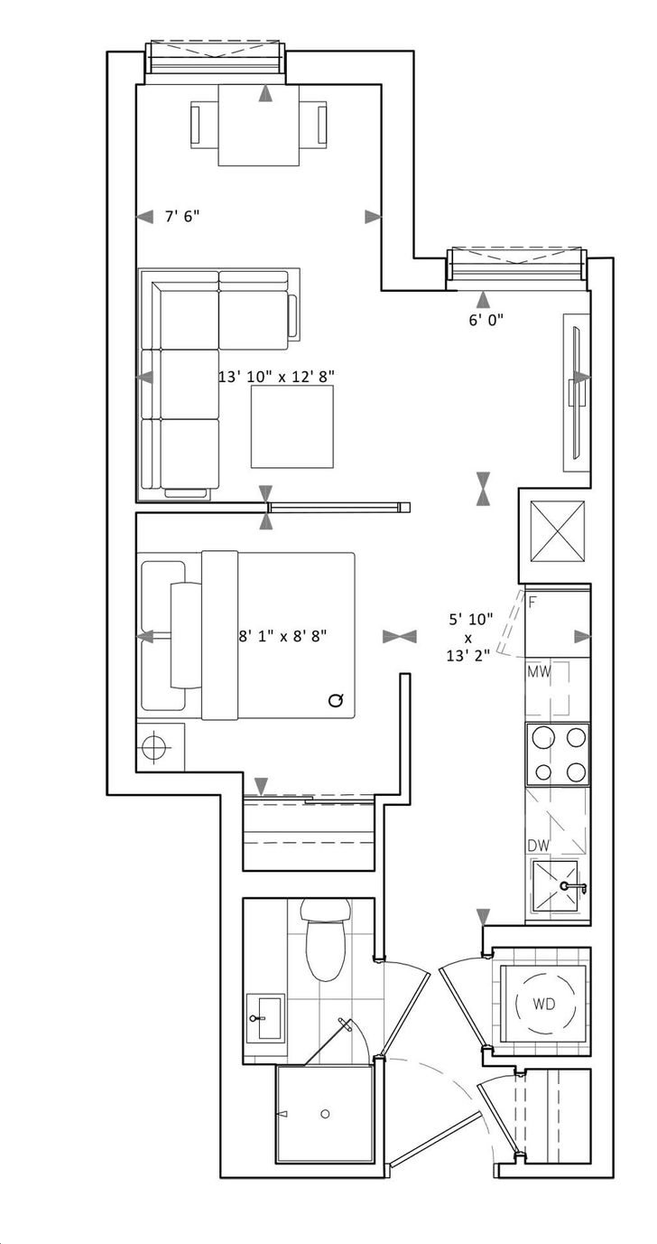 The Twelve Hundred Condos by Fieldgate-Urban |A16 Floorplan 0 bed & 1 bath