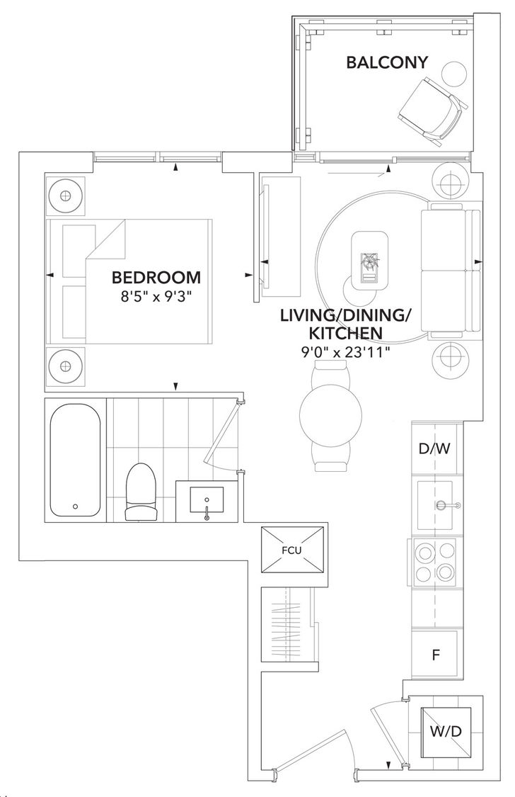 The Unionville Condos by inCAN-Developments |A4-B Floorplan 0 bed & 1 bath