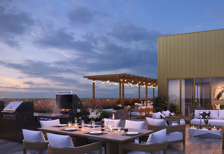 The Unionville Condos Rooftop Terrace with Dining and Seating Areas