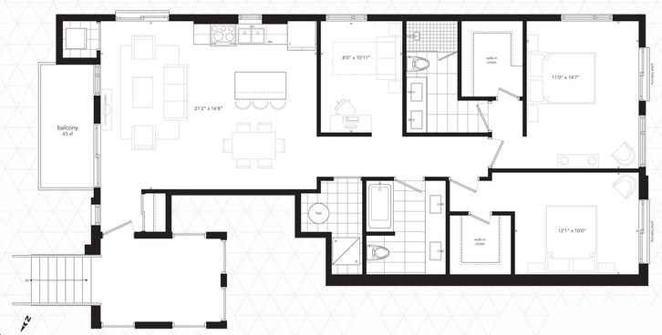 The Vic Towns by Solotex |C208 Floorplan 2 bed & 2 bath