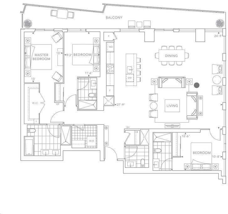 The Well Condos 3 by Tridel 3G Floorplan 3 bed & 3.5 bath