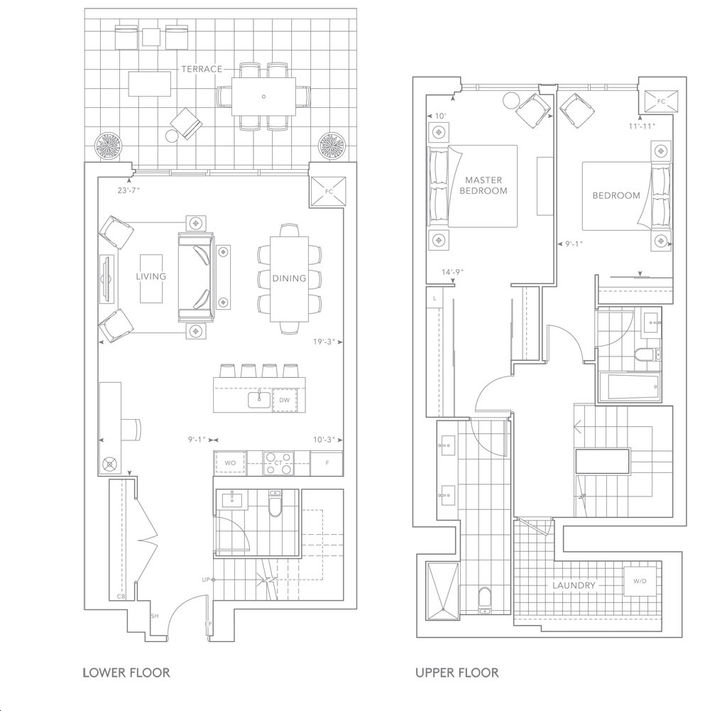 The Well Condos 3 by Tridel L2C Floorplan 2 bed & 2.5 bath