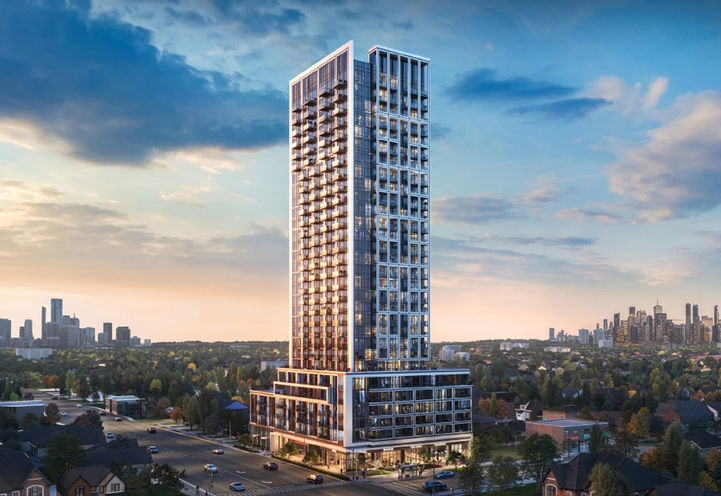 The Wilde Condos Hero Shot - Tower Exteriors Skyline View