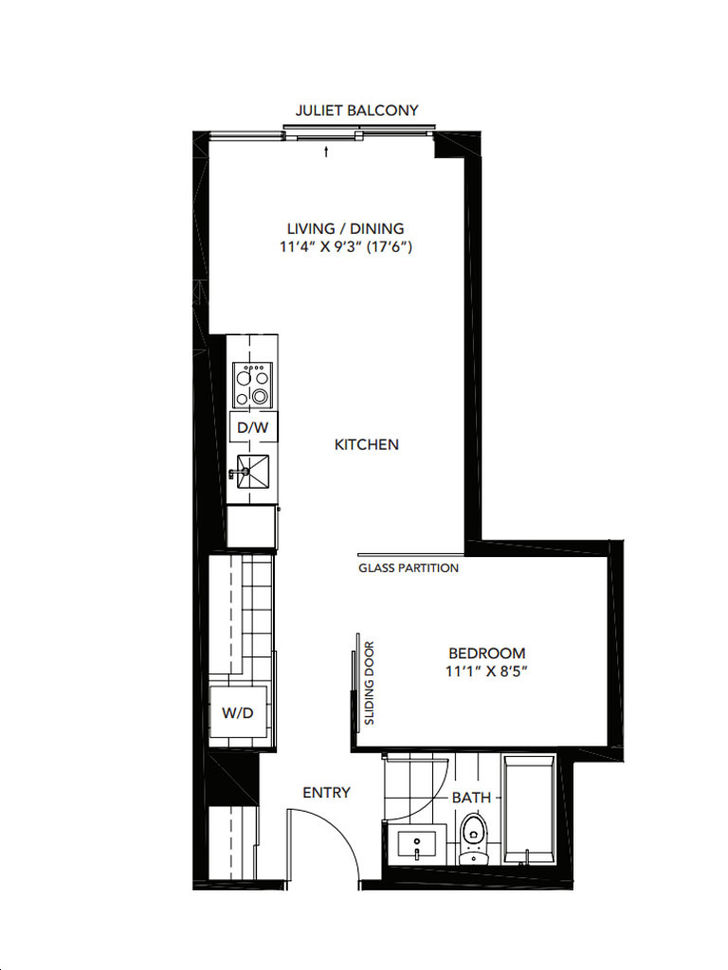 The Wyatt Condos By Daniels The Swing Floorplan 1 Bed 1 Bath