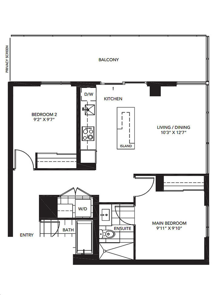 The Wyatt Condos by Daniels |The Dash Floorplan 2 bed & 2 bath