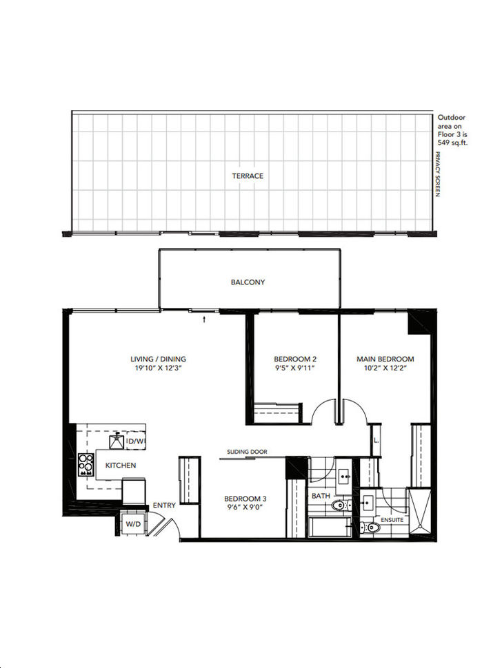 The Wyatt Condos by Daniels |The Motion Floorplan 3 bed & 2 bath