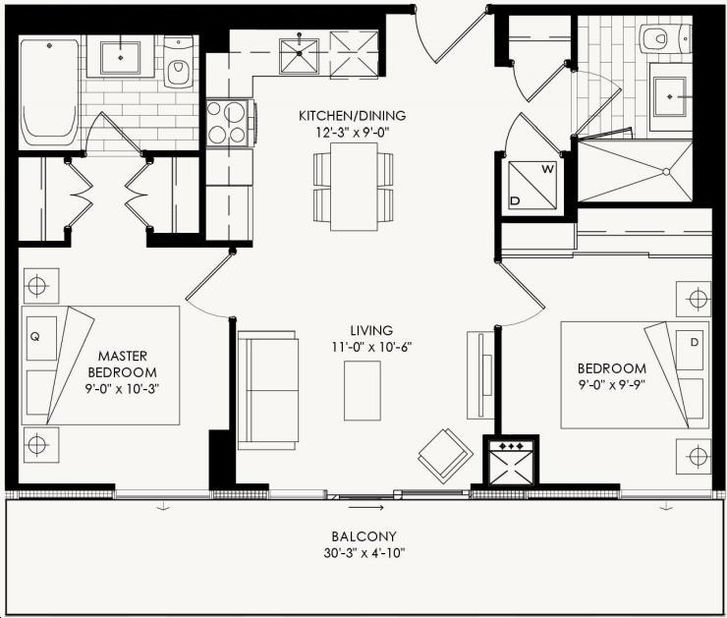 The Yorkdale Condos by Context Cartier 1 Floorplan 2 bed 2 bath