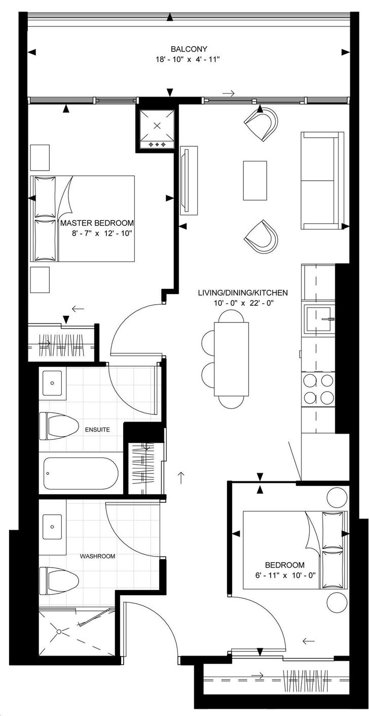 Theatre District Condos by Plaza |2-J Floorplan 2 bed & 2 bath